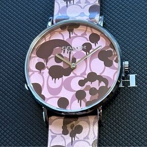 Coach Perry Watch With Pink & Burgandy Pattern With 36mm Face